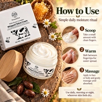 Crème fouettée au suif de bœuf fermenté au miel sauvage, non parfumée, hydratation intense, nourrissante, réparation de la barrière cutanée pour peaux sèches, hydratant visage