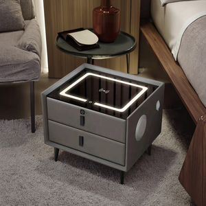 Sang Trọng Nhà Gỗ USB Đầu Giường Tối Giản Thông Minh Đồ Nội Thất LED Bàn Cạnh Giường Ngủ Với Sạc Không Dây - Product Image 1