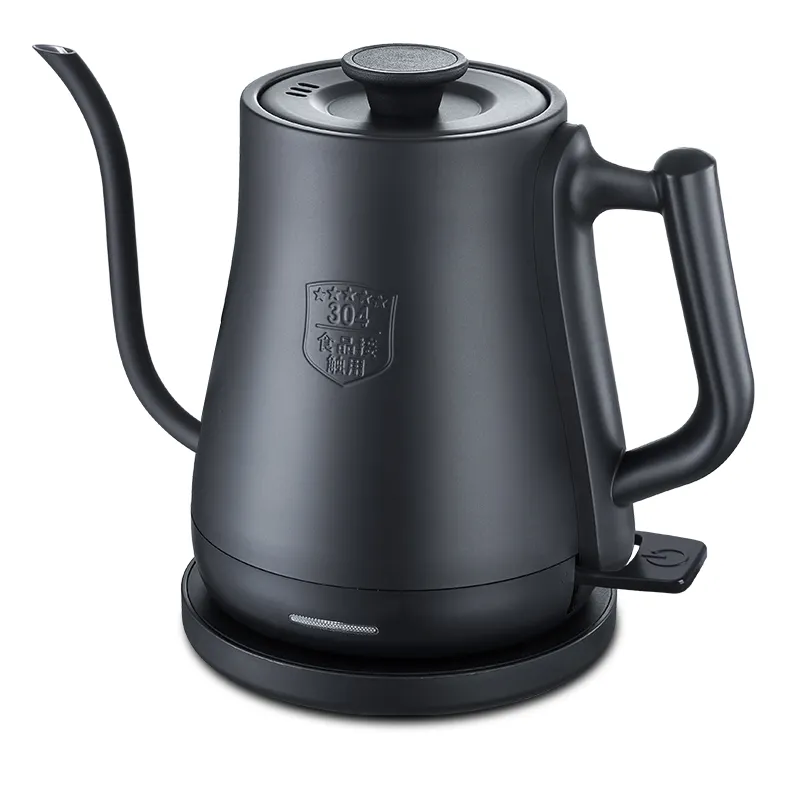 Tetera de café de acero inoxidable personalizada de fábrica, tetera eléctrica de cuello de cisne, tetera de café de 1,0 L para café