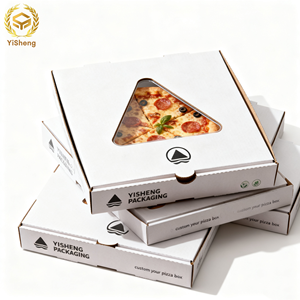 Scatola per Pizza Personalizzata con Logo Stampato 12 14 16 Pollici con Finestra in Carta Kraft Ondulata Ecologica all'Ingrosso per Ristoranti e Asporto - Product Image 2