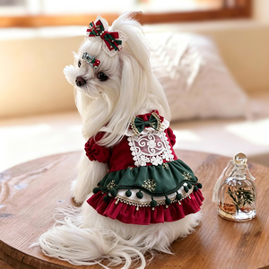 Vestido Navideño para Perros Pequeños con Lazo, Falda Tutú Floral para Mascotas, Ropa Transpirable de Verano para Perros, para <span class=keywords><strong>Chihuahua</strong></span>, Yorkie - Product Image 2