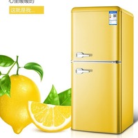 Réfrigérateur électrique rétro à double porte style influenceur, 78L, mini format, économe en énergie, refroidissement direct, dégivrage automatique, pour bureau et usage domestique