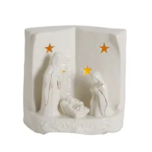 Doğuş noel figürinler avrupa porselen süsler Nordic hediyeler Led ev dekor