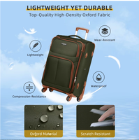 Ensemble de 4 valises MGOB à poche avant, grande capacité, en tissu Oxford, avec fermeture éclair extensible et roulettes silencieuses