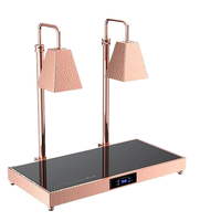 Lampe chauffante de luxe à double tête en acier inoxydable martelé or rose avec verre cristal noir, contrôle numérique de la température, économe en énergie