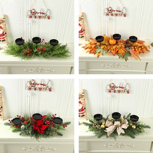 ของตกแต่งโต๊ะคริสต์มาส LANJO พร้อมโบว์สีทองประดับลูกบอลและที่วางเทียน 3 ชิ้น - Product Image 3