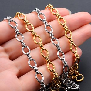 Collier chaîne ovale large en acier inoxydable fait main de 6,5 mm pour femmes et hommes, style punk hip-hop, choker épais couleur or, bijoux en métal - Product Image 5