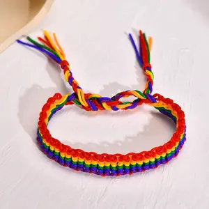 Bunt gewebte Lgbt Gays Armbänder Geflochtene Unisex verstellbare Armband Homosexuell Lesben Lgbt Pride Regenbogen Armband