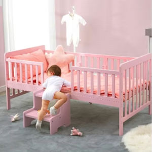 Muebles infantiles de madera maciza de tamaño personalizado, cama para niños pequeños 3 en 1, cuna de madera para bebés - Product Image 3