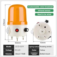 115dB Sensor Gerak PIR Inframerah Alarm Audio-Visual Berputar dengan Hisap Magnetik Lampu Suara Strobo 120 Derajat 3-6m Dalam Ruangan
