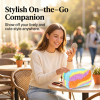 Sac de maquillage Royal Fair personnalisé multicolore arc-en-ciel tie-dye en peluche douce et mignonne, organiseur de voyage en fourrure moelleuse avec fermeture éclair
