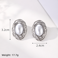 Orecchini Ovale Perle Imitation Perle Grain Bijoux En Acier Inoxydable Géométrique Perle Boucles D'oreilles Pour Femmes