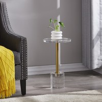 Petite table basse ronde en acrylique transparent avec structure en acier inoxydable pour salon, chambre à coucher, bureau |   Marque Yaoming Moderne
