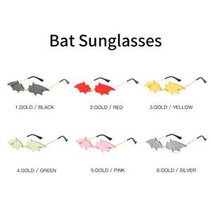 Gafas de sol de moda con diseño de murciélago para niñas, gafas de sol de lágrima de moda, gafas de sol con alas, gafas de fuego sin montura, gafas de sol con diseño de llama para mujer y hombre - Product Image 2