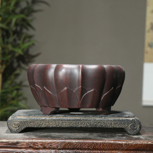 กระถางดอกไม้ดินเผาสีม่วงทำมือ Jin Chun Classic สำหรับปลูกกล้วยไม้บนโต๊ะ - Product Image 4