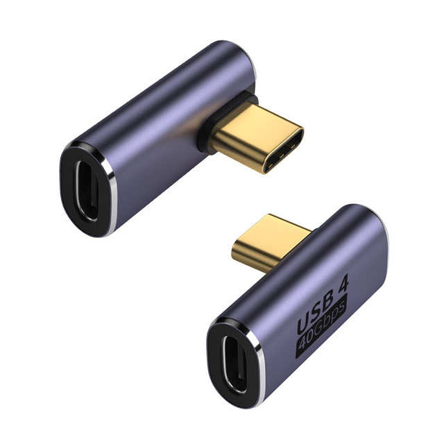 USB4 40Gbps Type C Male to Female Adapter 90 Degree Elbow USB C Extender PD 100W Fast Charging 8K Video Connector