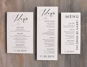 การ์ดเมนูแบนสคริปต์สีดำแบบเรียบง่ายที่กำหนดเองพร้อมงานเลี้ยงต้อนรับเจ้าสาวในงานแต่ง - Product Image 2