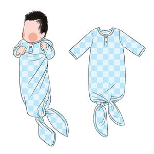 Grosir kustom cetak gaun kotak-kotak Softest terikat gaun anak baru lahir bayi kantong tidur - Product Image 6