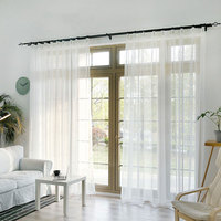 DaiRui rideau occultant en voile de polyester transparent blanc, rideaux de fenêtre prêts à l'emploi pour le salon et la chambre à coucher, vente en gros