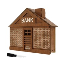Tirelire créative en forme de petite maison en bois Tirelire d'épargne pour enfants et adultes avec défi Coin Target Wood Design