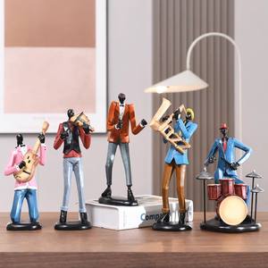 Adornos de banda de <span class=keywords><strong>jazz</strong></span> Vintage, figuras de música creativas, Enfriador de vino para sala de estar, sala de estudio, decoración artística, artesanías de resina - Product Image 1