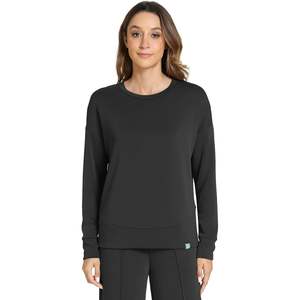 Women's Crewneck Sweatshirt Lightweight <b>Long</b> <b>Sleeve</b> <b>Top</b> Black Plus Size Comfort Fit Casual Wear Hoodies - Product Image 1