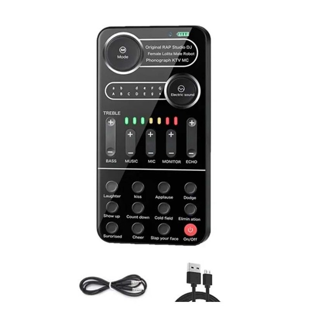 K9 Voice Changer Live Sound Card 12 Electric Tones Microphone Live Broadcast Sound Card for MobilePhone Computer PC Parts