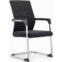 Chaise de bureau moderne cantilever avec cadre chromé et assise en maille respirante, base fixe type traîneau, idéale pour conférences, formation, bureau à domicile et visiteurs.
