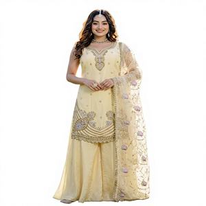 Kurta/Kurti Gulrang Royale para Mujer, Tradicional, de Seda Fendy, Largo hasta el Suelo, Corte Regular, Secado Rápido, para Bodas, Fiestas y Ocasiones Casuales - Product Image 1