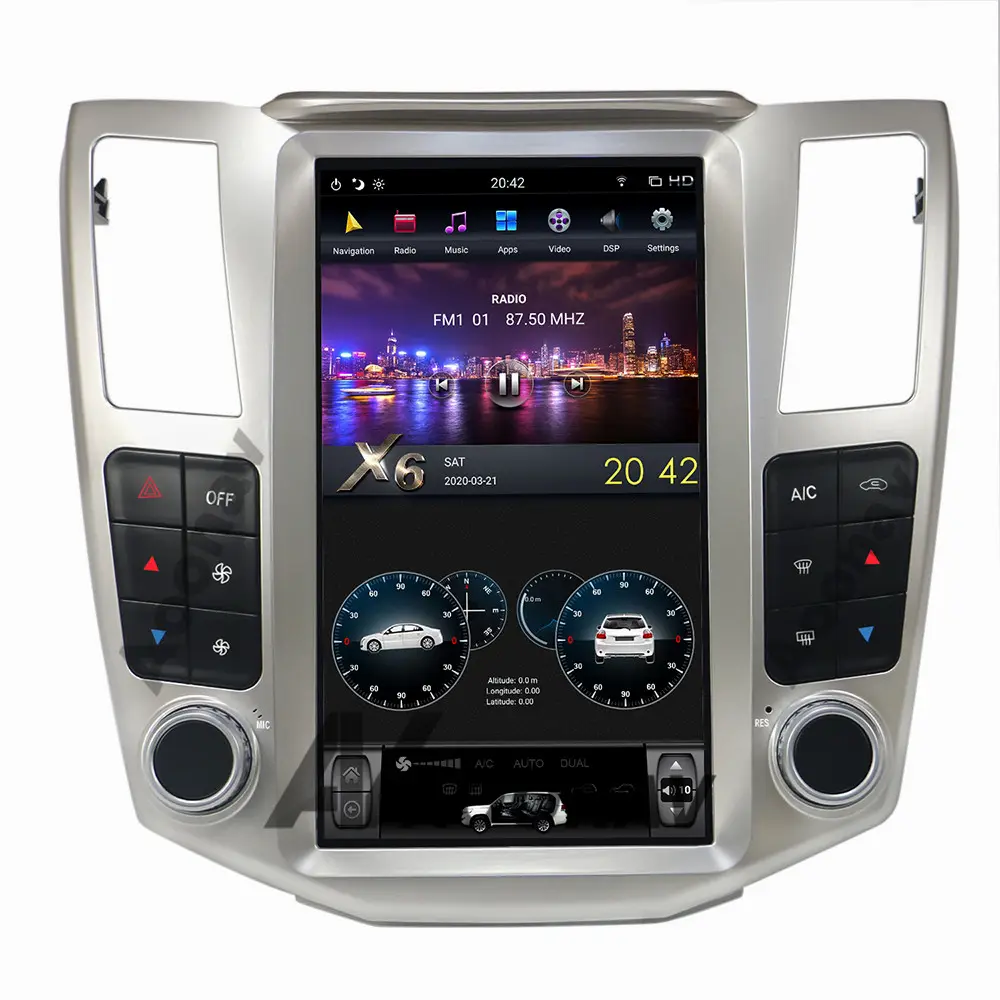 Автомобильный мультимедийный аудио плеер с сенсорным экраном в стиле Tesla, GPS-навигация для Lexus RX330 RX350 RX400H 2004-2008, автомобильное радио, стерео