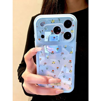 Coque de téléphone portable pleine écran à motif floral pour iPhone 14 18 16 17 Pro Max, antichoc, en acrylique anti-lumière bleue, coque arrière