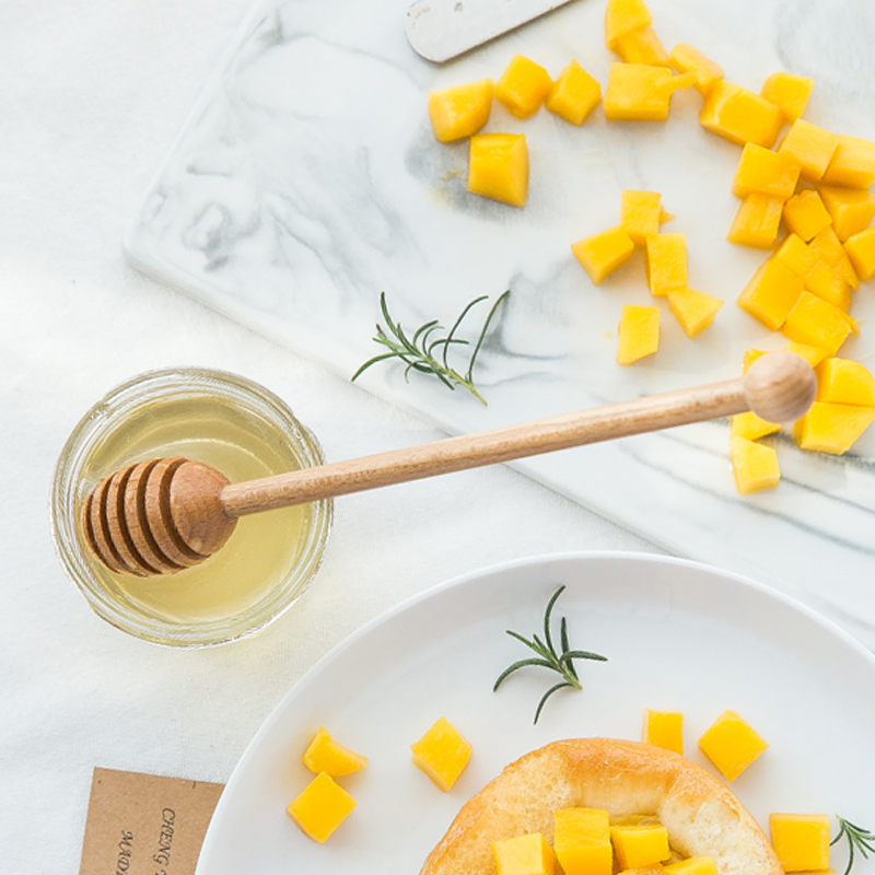 Кухонная натуральная деревянная красивая деревянная маленькая ложка 11 см, медовая палочка