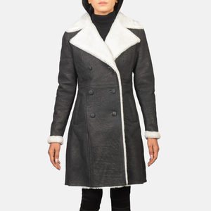 Cappotto in <span class=keywords><strong>pelle</strong></span> moda <span class=keywords><strong>donna</strong></span> colore personalizzato nuovo Design giacche da <span class=keywords><strong>donna</strong></span> cappotto in Shearling doppiopetto <span class=keywords><strong>nero</strong></span> - Product Image 1