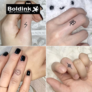 Autocollant de tatouage semi-permanent imperméable pour doigt, motif étoile, trèfle, rose, papillon, sexy, personnalisé, esthétique, de la marque Boldink - Product Image 2