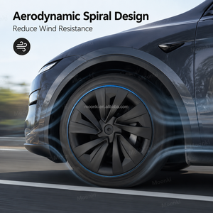 ฝาครอบล้อขนาด 19 นิ้ว สำหรับรถยนต์เทสล่า โมเดล วาย จูนิเปอร์ ปี 2025+ รุ่น Twisted Star Aero Hubcaps สีดำด้านผสมเงิน จำนวน 4 ชิ้น - Product Image 3