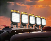 4-Zoll LED Quadratisches Weißes Arbeitslicht mit Stroboskop-Funktion, Bernsteinfarbenes Blitzlicht, Warnleuchte, Flutlicht für Geländefahrzeuge, Gabelstapler, LKW, Anhänger