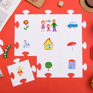 Pièces de <span class=keywords><strong>puzzle</strong></span> vierges en papier blanc <span class=keywords><strong>grand</strong></span> <span class=keywords><strong>format</strong></span>, découpées, double face, formes géantes prédécoupées pour dessiner et écrire - Product Image 3