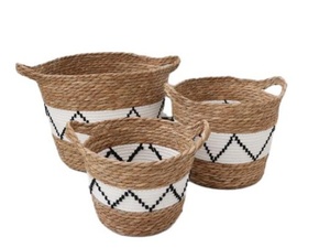 Effiziente Haushalts-und Küchen aufbewahrung skorb Binse Baumwoll seilkorb Regal Lebensmittel-und Behälter verwaltung - Product Image 5