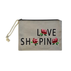 Pochette de maquillage en toile personnalisée avec logo, pochette de voyage en coton pour femmes, impression personnalisée, fermeture éclair, sac de voyage pour cosmétiques - Product Image 1