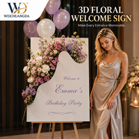 Panneau de bienvenue personnalisé en bois 3D floral poétique sur pied pour mariage, fiançailles, fête d'anniversaire, événement de grand ouverture, affichage directionnel