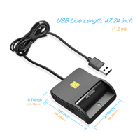 Lector de tarjetas inteligentes USB2.0 de gama alta compatible con cajero automático, IC, ID, chip magnético SIM