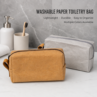 Pochette de rangement cosmétique tendance et minimaliste en papier kraft lavable avec fermeture éclair pour articles divers de salle de bain