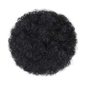 Perruque afro pour hommes noirs africains, en fibre haute température, style chignon bouffant légèrement bouclé - Product Image 4