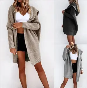 Autumn And Winter New Products Hooded Cardigan Cross-border Women's Sweater Knitted Cardigan Jacket