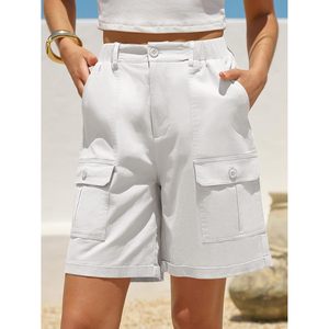Pantalones Cortos Bermuda FOXA para Mujer, Cintura Alta, Estilo Cargo, 100% Algodón Canvas Transpirable, con 6 Bolsillos, Ropa Casual de Verano para Exteriores - Product Image 5