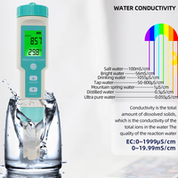 Testeur de Qualité de l'Eau Multifonctionnel Numérique Portable 7 en 1 pH ORP Salinité TDS/EC/TEMP pour Piscine / Aquarium