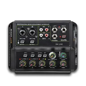 Wholesale OEM Professional D-4 Live Sound Card Audio Interface Sound Card Adjustable Audio Mixer for Live Stream