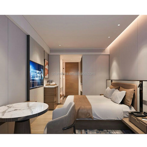 Ensembles de meubles de chambre d'hôtel 3 étoiles abordables – Cadre de lit et matelas rembourrés en bois pour projets hôteliers en chaîne - Product Image 1