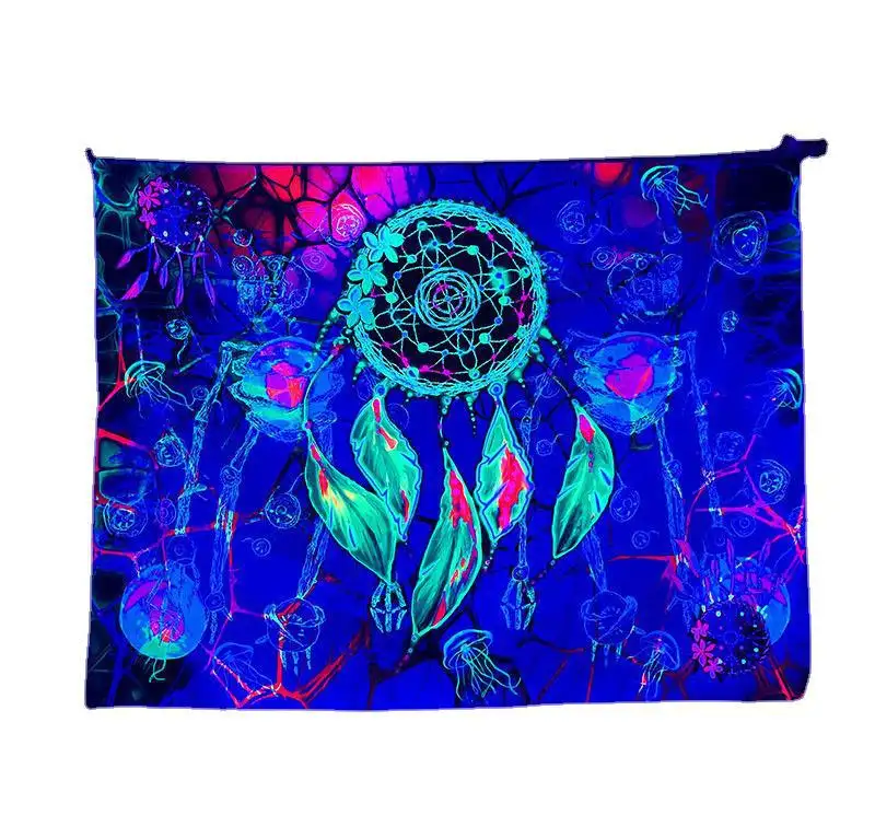 High quality 3D printing home decoration fluorescent wall tapestry psychedelic abstract art wall tapestry