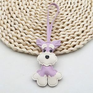 Schnauzer Pendant for Dog Lovers 3D Cute Animal Keychain with Unique Design PU Leather Bag <b>Charm</b> - Product Image 5